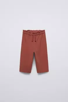 Брюки из бумажного пакета ZARA, цвет clay