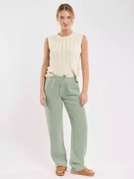 Брюки из чистого льна с завязками Armor Lux, цвет Light Green