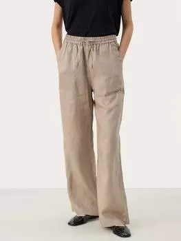 Брюки из чистого льна с завязками eniola Part Two, цвет Desert Taupe