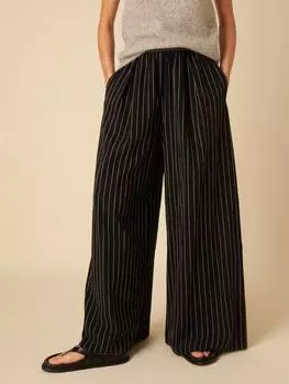 Брюки из чистого органического хлопка в тонкую полоску jerrow Nobody's Child, черный/белый