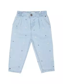 Брюки из денима с цветочным принтом Tommy Hilfiger Junior, синий