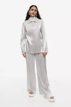 Брюки из джерси без застежки H&M, серебряный