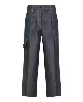 Брюки из джинсовой ткани и кожи Philippe Model, синий
