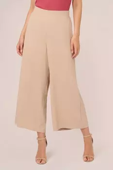 Брюки из фактурного атласа без застежки с принтом Adrianna Papell, мультиколор