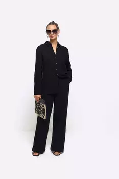 Брюки из фетра из льна River Island, черный