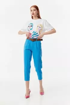 Брюки из габардина с поясом-морковкой Fullamoda