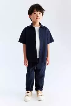 Брюки из хлопчатобумажной ткани сирсакер H&M, синий