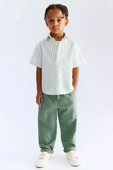 Брюки из хлопчатобумажной ткани сирсакер H&M, зеленый