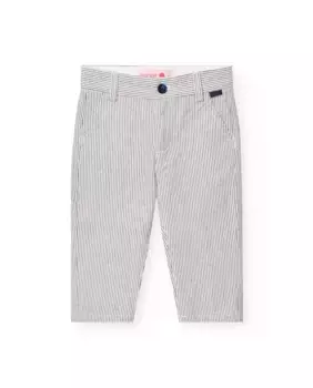 Брюки из хлопка для малыша с полосатым принтом Boboli, тёмно-синий