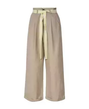 Брюки из хлопка и льна Pinko, бежевый