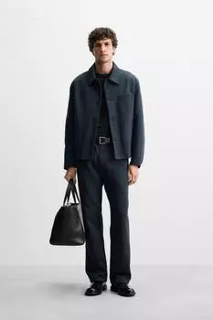 Брюки из хлопка и лиоцелла ZARA, темно-синий