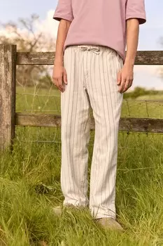 Брюки из хлопка с текстурированной полоской Edit Next, экрю