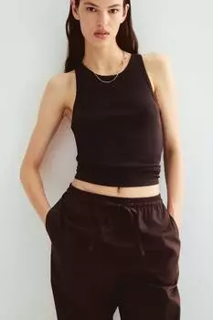 Брюки из хлопка с завязками на шнурке H&M, коричневый