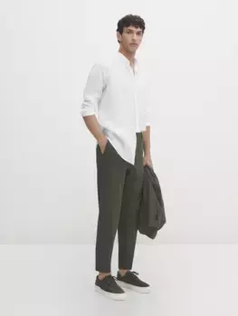 Брюки из хлопка саржи Massimo Dutti, зеленый