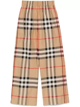 Брюки из хлопка в винтажную клетку Burberry, нейтральный цвет