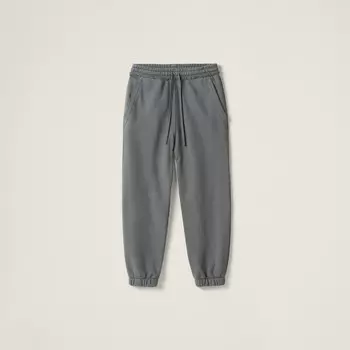 Брюки из хлопкового флиса окрашенные в готовом виде Miu Miu, серый