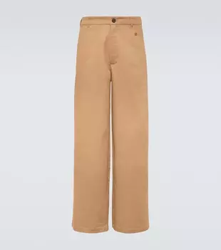 Брюки из хлопкового твила Acne Studios, коричневый