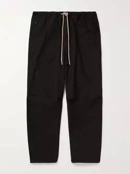 Брюки из хлопкового твила с аппликацией логотипа и кулиской FEAR OF GOD ESSENTIALS, черный