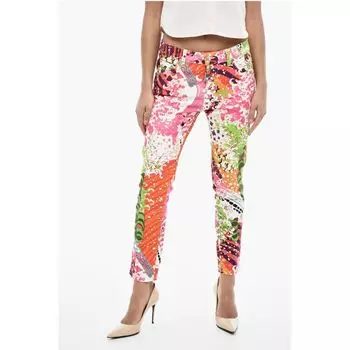 Брюки из хлопкового твила с принтом и 5 карманами Dsquared2, Multicolor