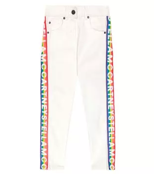 Брюки из хлопкового твила с вышитым логотипом Stella McCartney Kids, разноцветный
