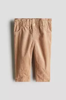Брюки из хлопкового вельвета H&M, бежевый