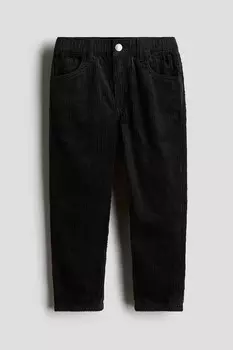 Брюки из хлопкового вельвета H&M, черный