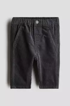 Брюки из хлопкового вельвета H&M, серый