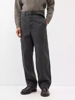 Брюки из хлопковой парусины, окрашенные в готовом виде Lemaire, зеленый