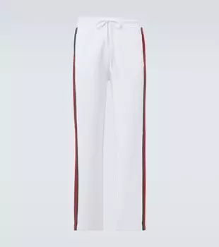Брюки из хлопковой смеси Web Stripe Gucci, White/Green/Red