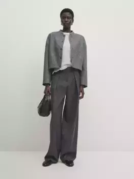 Брюки из холодной шерсти с вытачками Massimo Dutti, серый