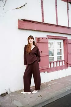 Брюки из интерлока balloon ZARA, бордовый