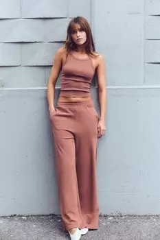 Брюки из интерлока для спортивных брюк ZARA, терракота