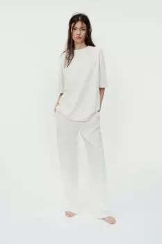 Брюки из интерлока, выстиранные ZARA, экрю