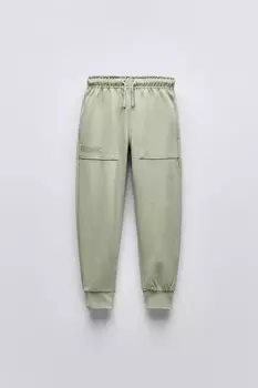 Брюки из интерлока ZARA, светло-зеленый