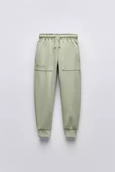 Брюки из интерлока ZARA, светло-зеленый