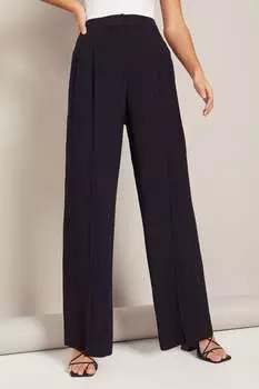 Брюки из искусственного льна приталенного кроя и широких брючин Friends Like These, черный