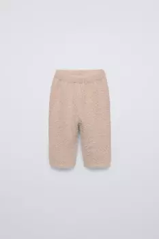Брюки из искусственного меха ZARA, светло-бежевый