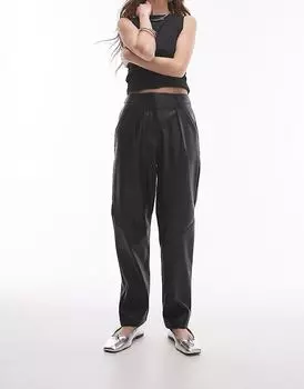 Брюки из искусственной кожи черного цвета Topshop