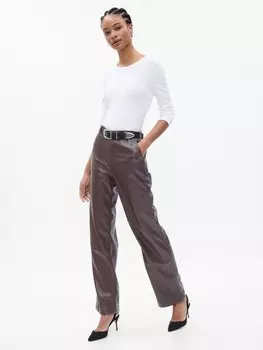 Брюки из искусственной кожи Gap, коричневый