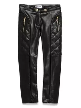 Брюки из искусственной кожи Moschino Kids, черный