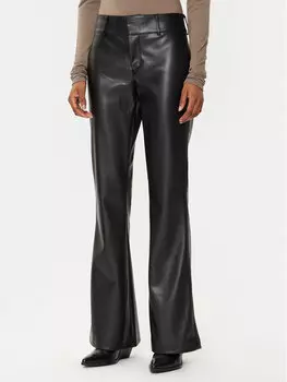 Брюки из искусственной кожи прямого кроя 23545 Gina Tricot, черный