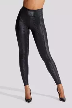 Брюки из искусственной кожи с декоративной строчкой и леггинсы с эффектом змеиной кожи Ann Summers, черный