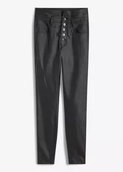 Брюки из искусственной кожи с высокой талией Rainbow, черный