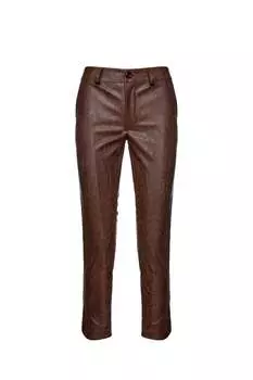 Брюки из искусственной кожи шоколадного муара 7/8 Conquista, коричневый
