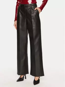 Брюки из искусственной кожи, свободного кроя Bardot, черный