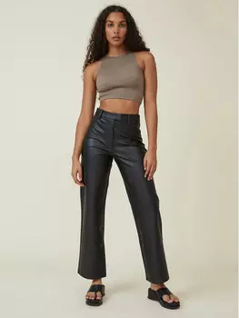 Брюки из искусственной кожи, свободного кроя Cotton On, черный