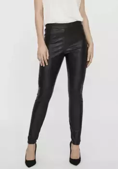 Брюки из искусственной кожи Vero Moda "VMGANA MR PL LEGGING", черный