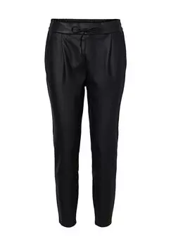 Брюки из искусственной кожи, зауженного кроя, на кулиске, женские VERO MODA, черный