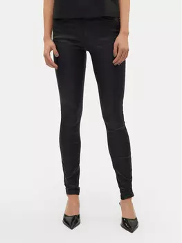 Брюки из искусственной кожи, зауженного кроя Vero Moda, черный