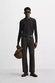 Брюки из искусственной замши ZARA, коричневый